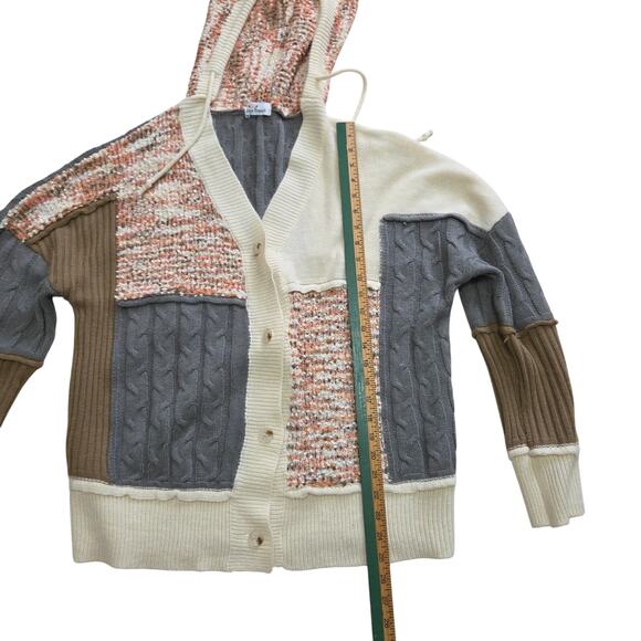 Papaya Branch oversized Cardigan sweater hoodie, womens size Xl, multi-colored - Picture 6 of 8